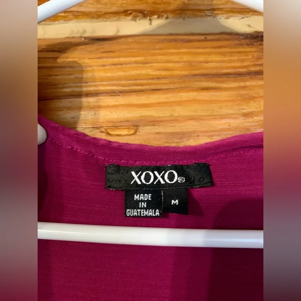 XOXO Magenta Purple Ruffle Blouse Business Office Wear Medium - Picture 7 of 7